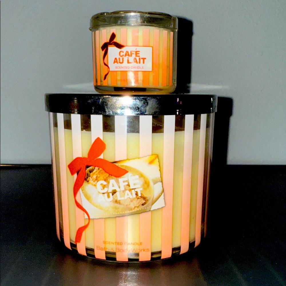Bath & Body Works Café Au Lait Candle Set 
🎀RARE & HTF 3 WICK DUO🎀